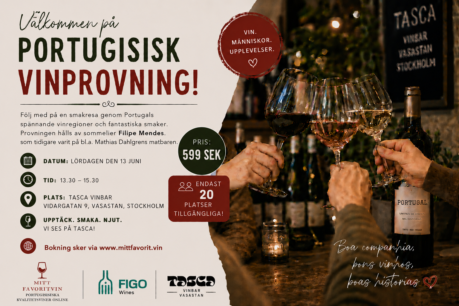 Vinprovning på Tasca vinbar i samarbete med Mitt Favoritvin och FIGO Wines